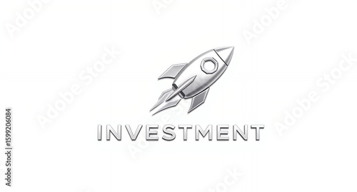 Silver Rocket Ship Investment Icon Graphic Design