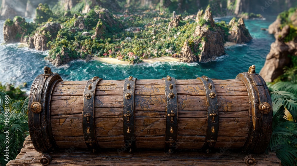 Fototapeta premium Treasure Chest Awaits on Tropical Island Paradise