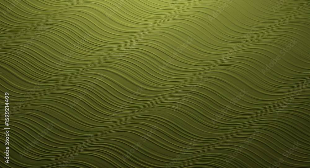 Obraz premium Olive green background with wavy line texture