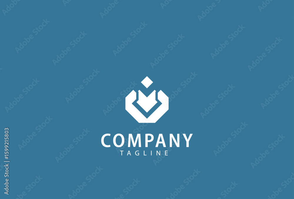 Fototapeta premium Abstract Symbol with Hexagon and Arrow for Innovative Technology or Business Company Branding.Vector