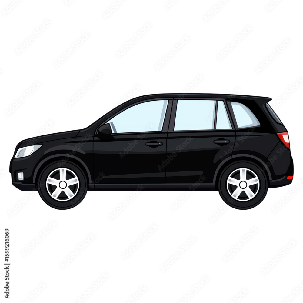 Black SUV Side View with Clean Lines and Modern Design isolated on transparent background. Black SUV Side View with Clean Lines and Modern Design isolated on transparent background.