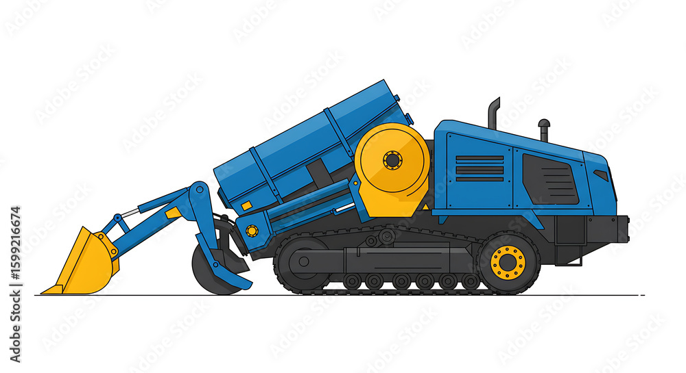 Naklejka premium Heavy Equipment Illustration Blue and Yellow Construction Machine Icon