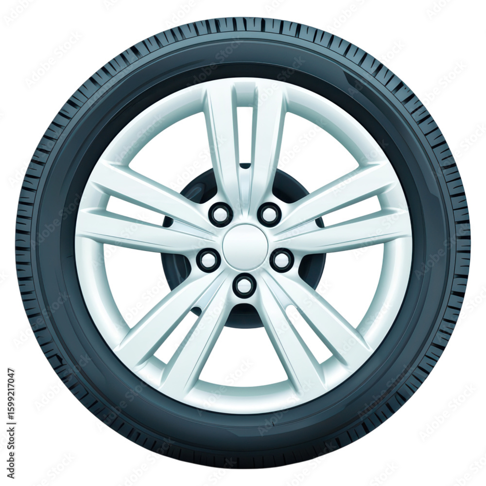 Obraz premium Modern Car Wheel with Tire on White Background isolated on transparent background.