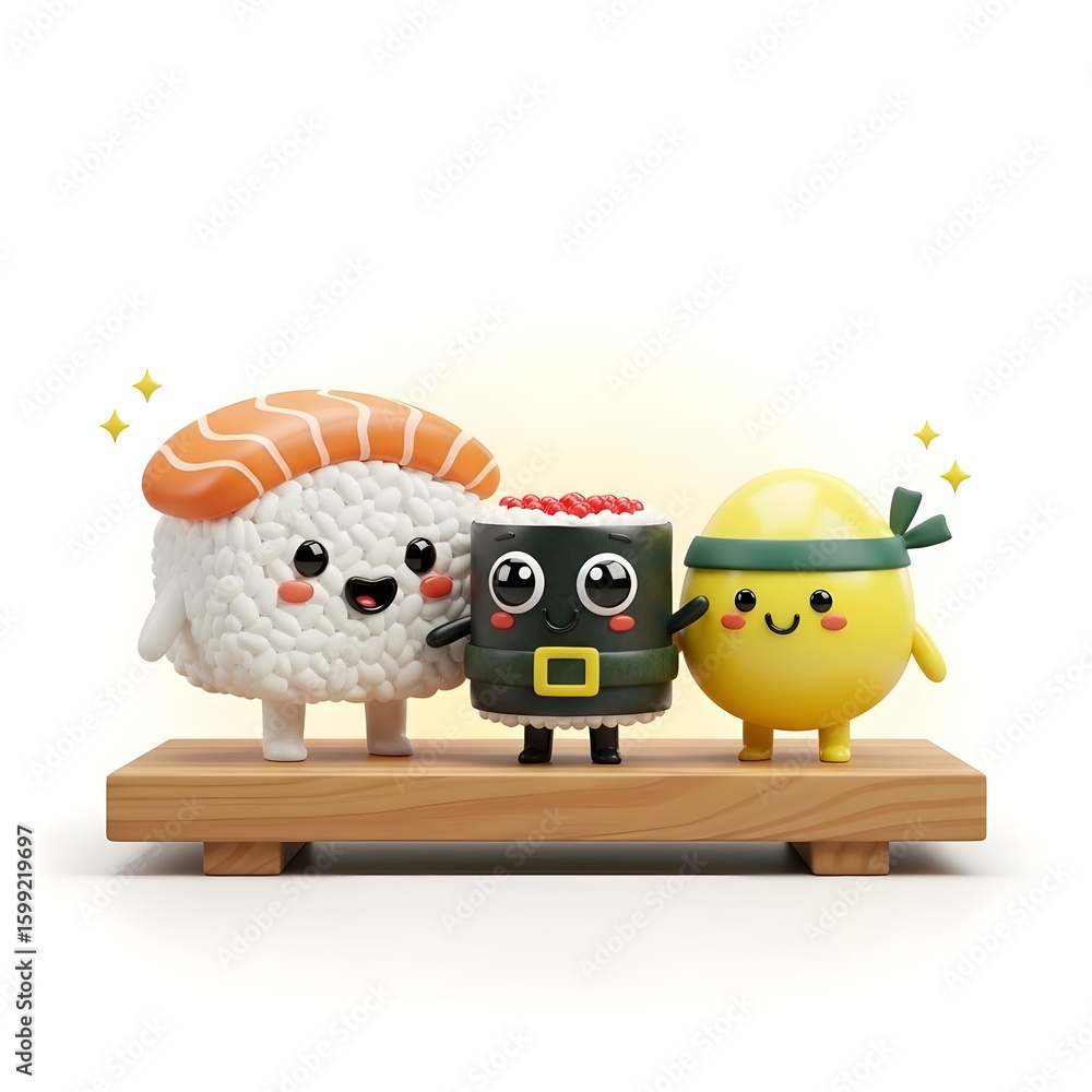 Naklejka premium 3D Sushi Family