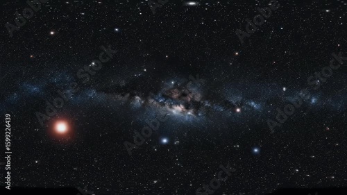 Majestic Milky Way galaxy panoramic view stunning starry night sky 360 degree equirectangular universe astronomy space cosmos celestial background footage