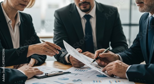 Business team reviewing documents
