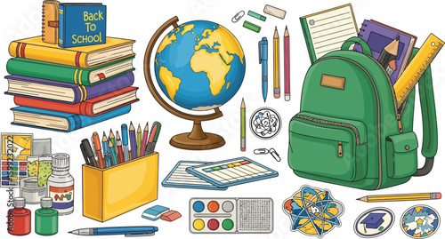  Back to School Stationary Sticker Set on White