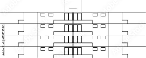 Vector sketch illustration silhouette architectural design section view interior plan site plan layout simple multi-storey apartment building