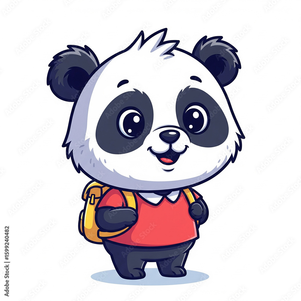 Naklejka premium panda student ready to be back to school