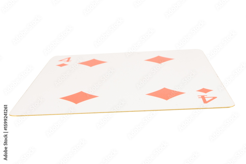 Obraz premium card gambling on white game luck four diamonds