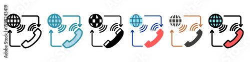 Voip multi style, mini illustration icon set. Vector for modern concept, print, UI, UX kit, web and app development. related to remote working, work from home.