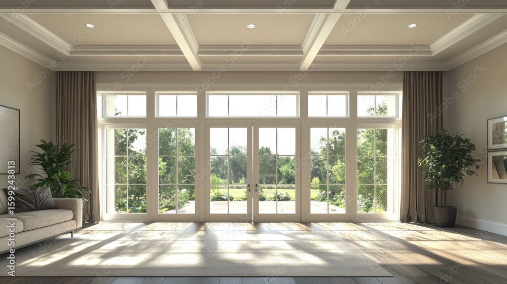 Fototapeta premium Spacious sun-drenched living room with expansive views