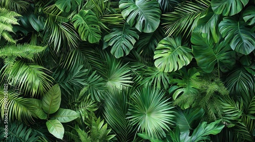 Lush Tropical Greenery: A Vibrant Display of Diverse Foliage