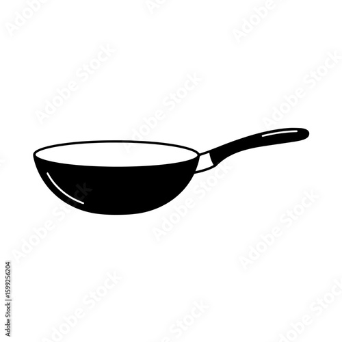 Wok Pan Isolated: A minimalist and detailed illustration of a wok pan, a symbol of culinary skill and kitchen preparation, perfect for culinary projects.