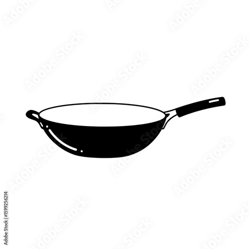 Wok Icon: a simple line art of a wok, perfect for culinary projects.