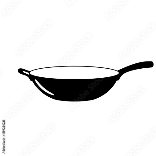 Wok Silhouette: An artistic representation of a wok, a versatile culinary tool, stands out with its sleek design, inviting the imagination to envision countless delicious meals.