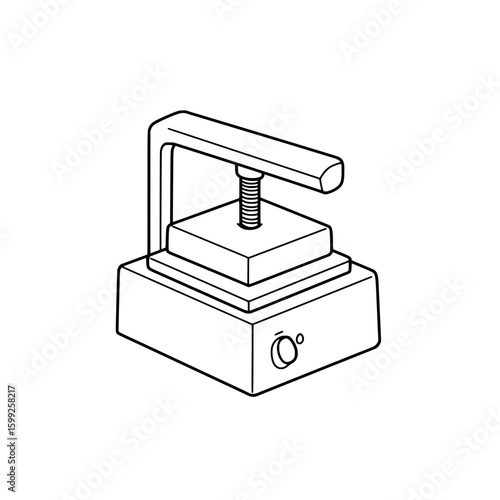 Heating Press illustration: A simple illustration of a heating press, showcasing its functional design and industrial aesthetic. 