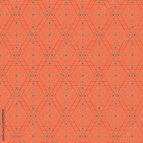 Seamless geometric pattern with line and dots circle for industrial pattern Victor.