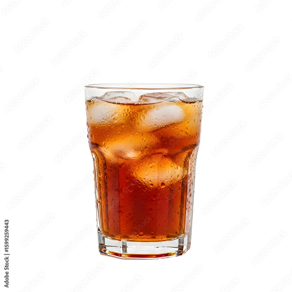 Iced Brown Drink in a Glass with Ice Cubes. Iced Brown Drink in a Glass with Ice Cubes.