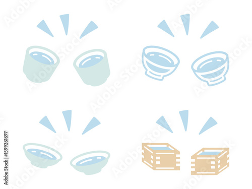 日本酒乾杯イラストセット2