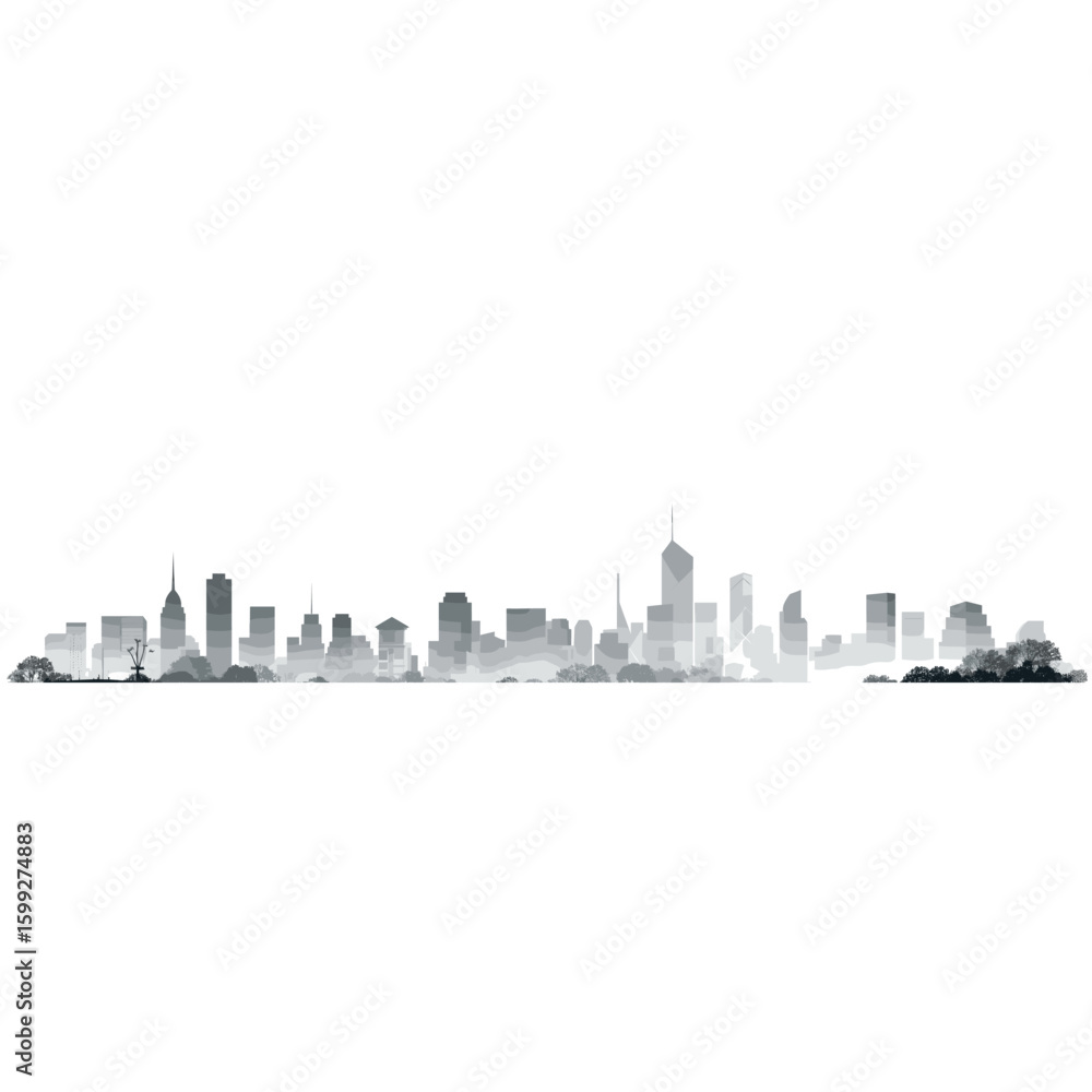 Naklejka premium City scape Silhouette city architecture illustration vector