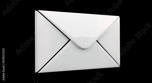 White Envelope on Black Background in Minimalist Style for Email Communication