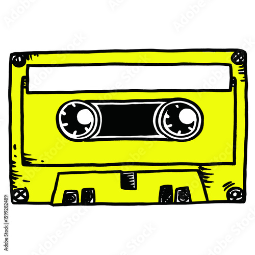 Yellow music tape illustration cassette nostalgia vector