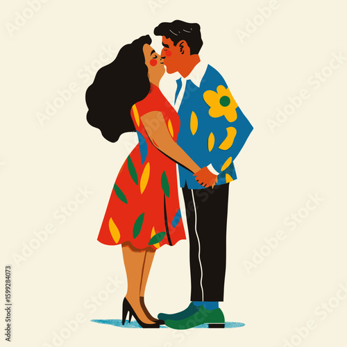 A couple dressed formally about to kiss art clothing illustration vector