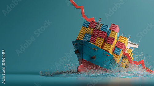 Sinking Container Ship With Falling Graph