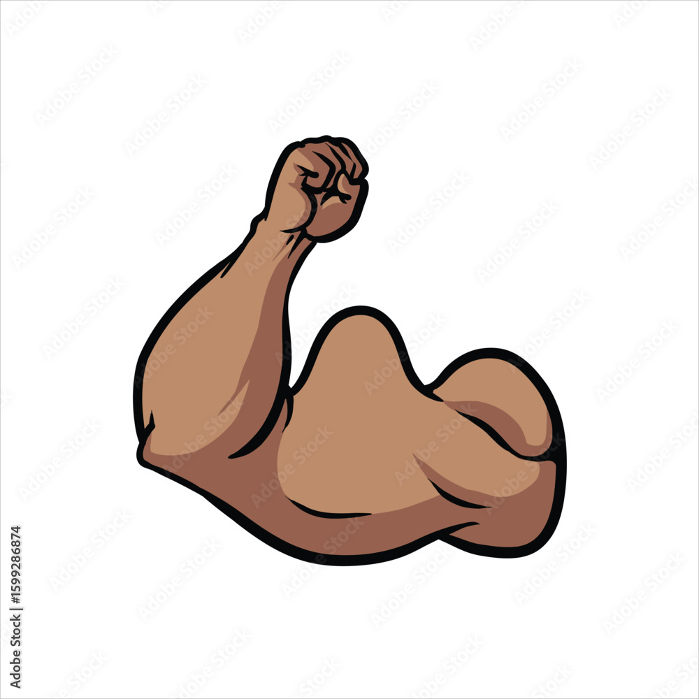 Naklejka premium Big muscle hand cartoon vector illustration