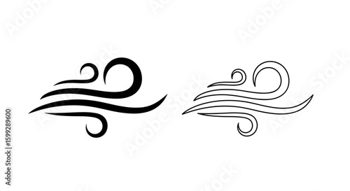 Illustration showing two wind symbols one in black and one in outline style