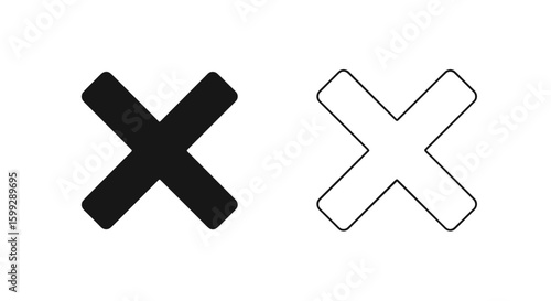Illustration of two x shapes one filled in black and one outlined in black color