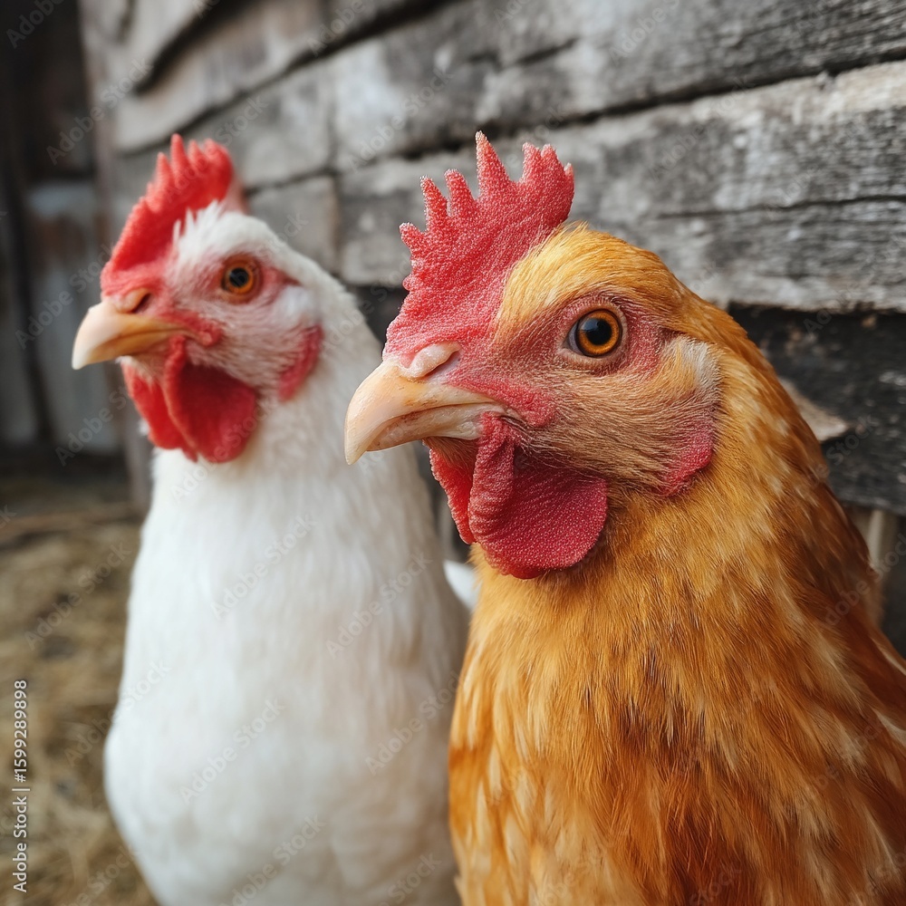 Fototapeta premium Curious Chickens in a Farmyard