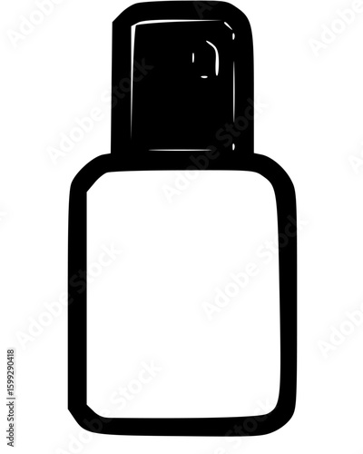 Simple Black and White Bottle with Cap Illustration