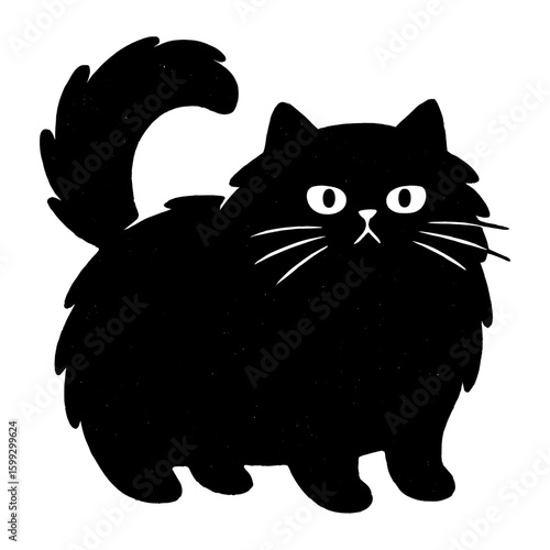 Fluffy black cat illustration vector
