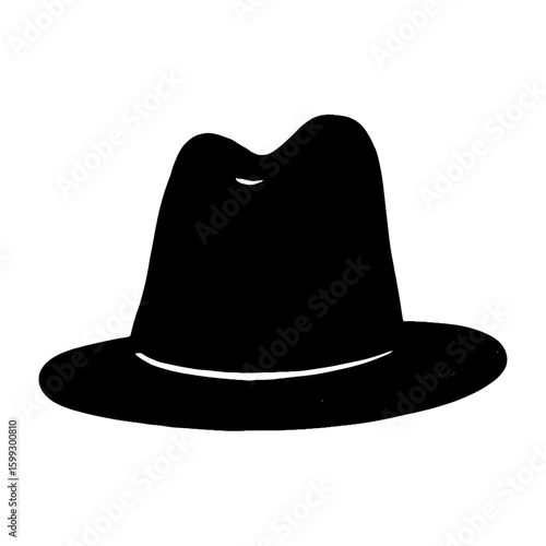 Classic black fedora silhouette vector