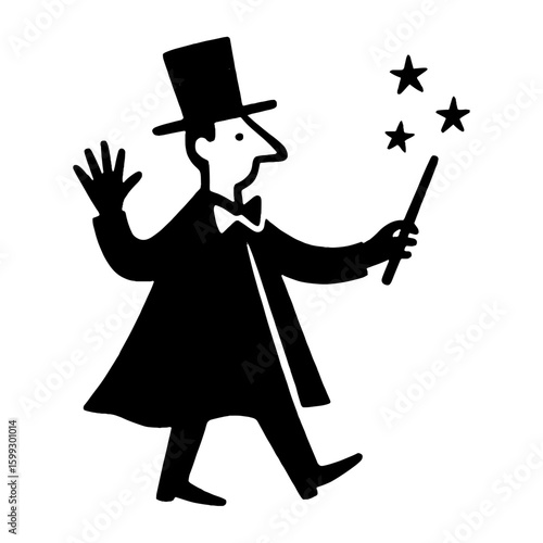 Magician casting magic spell vector