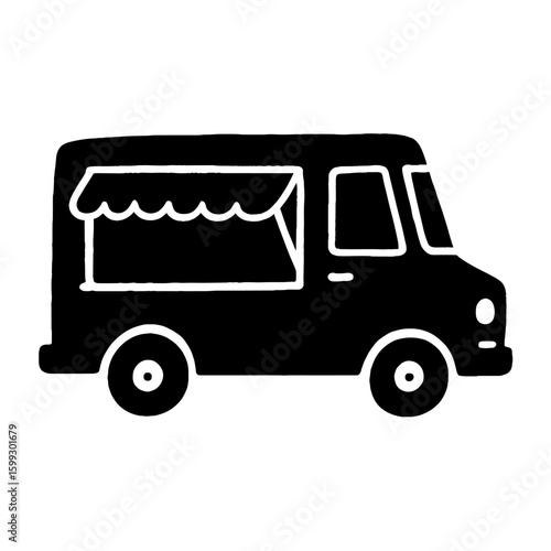 Vintage food truck silhouette illustration vector