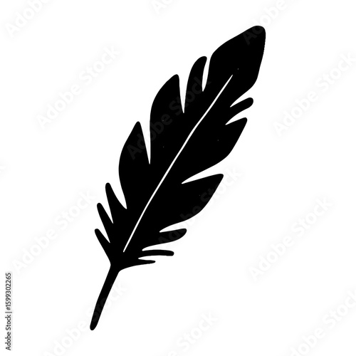 Elegant black feather silhouette vector