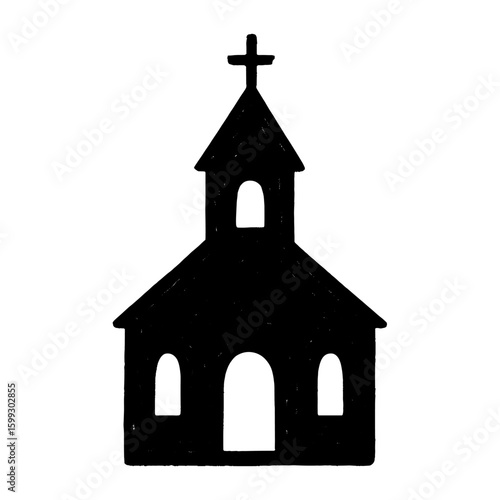 Silhouette church religious icon vector