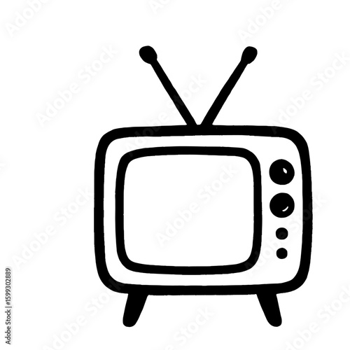 Retro television doodle illustration vector