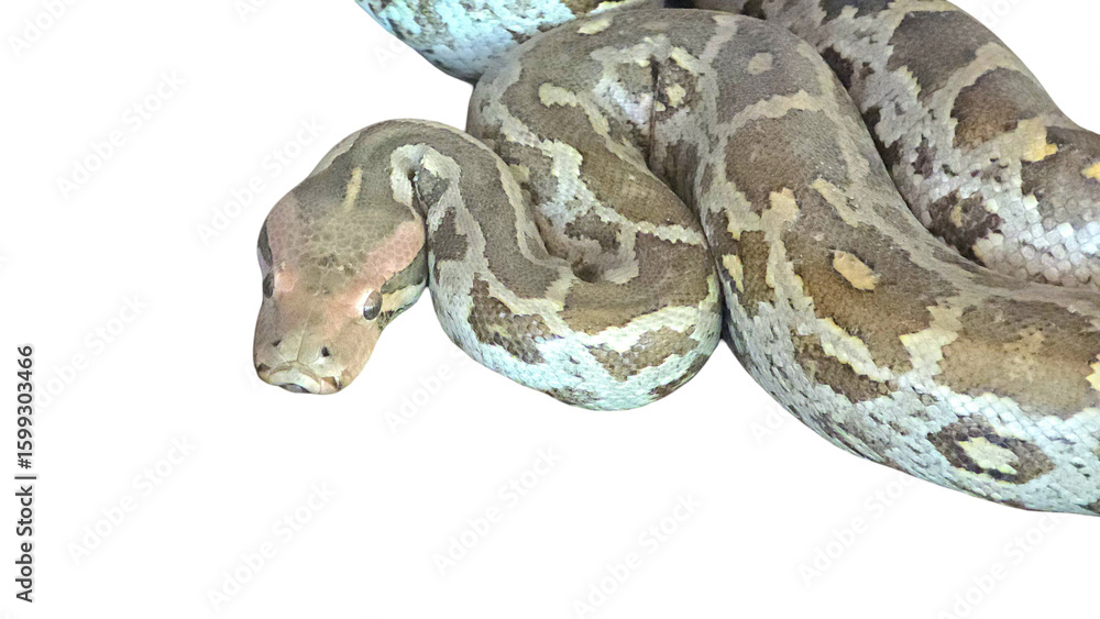 Obraz premium Short-Tailed Python (Python curtus) with Copy Text Space. Thick-Bodied Reptile Element for Jungle, Wildlife, and Herpetology-Themed Designs. PNG File