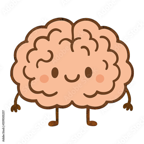 Cute brain cartoon character smiling vector