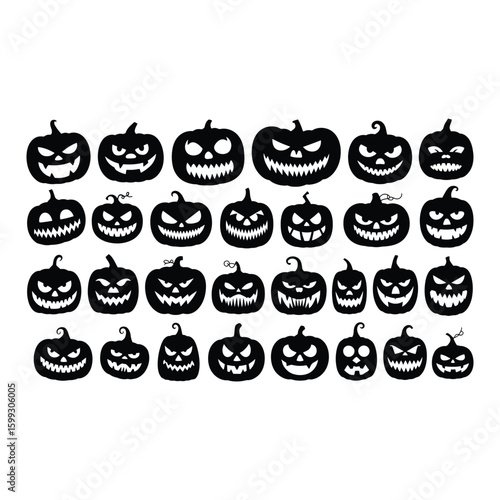 Halloween pumpkins carved faces jackolantern spooky