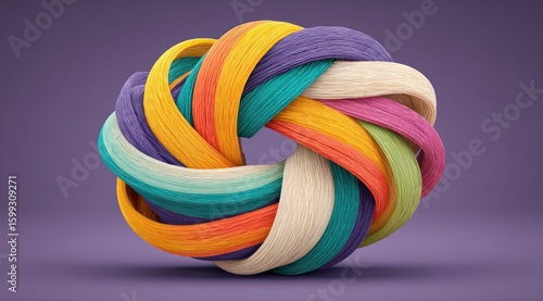 Wallpaper Mural Colorful, interwoven ribbons form a circular knot. Torontodigital.ca