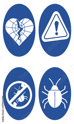 Blue safety icons set
