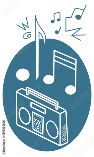 Boombox music illustration graphic design