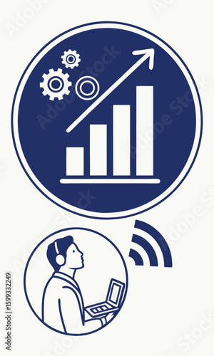 Business growth and remote work illustration