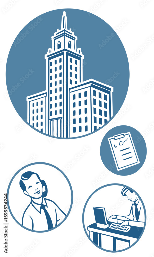 Fototapeta premium Business illustration office scenes