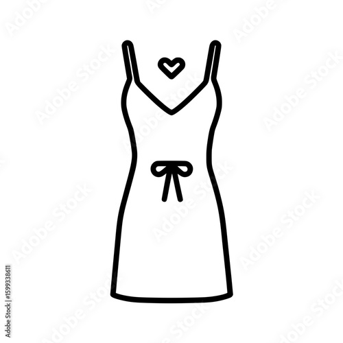 Sleeveless dress icon with heart-shaped neckline in feminine style for fashion, boutique, or apparel themes